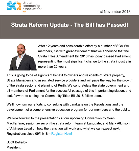 SCA WA Reforms