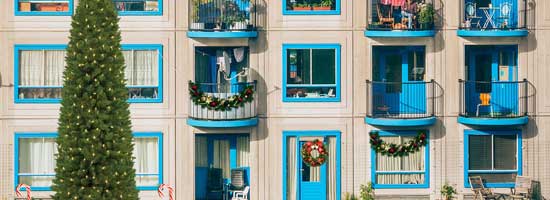 VIC Christmas Decorations on the balcony